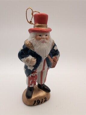 Vintage Christmas Ornament Figurine Uncle Sam 1912 Santa 5" Ceramic Taiwan